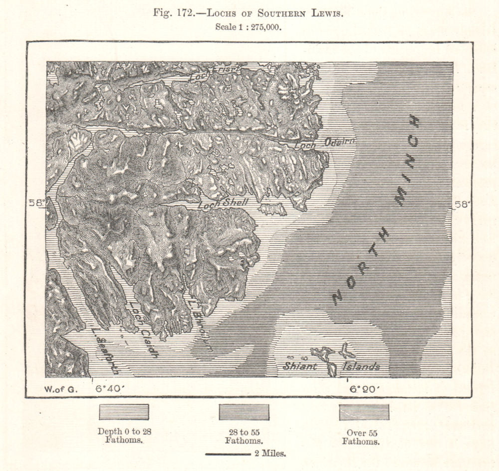 Lochs of Southern Lewis. Scotland. Sketch map 1885 old antique plan chart